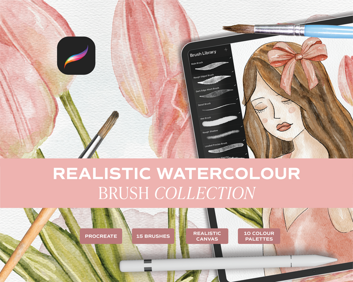 Realistic Watercolour Procreate Brush Set