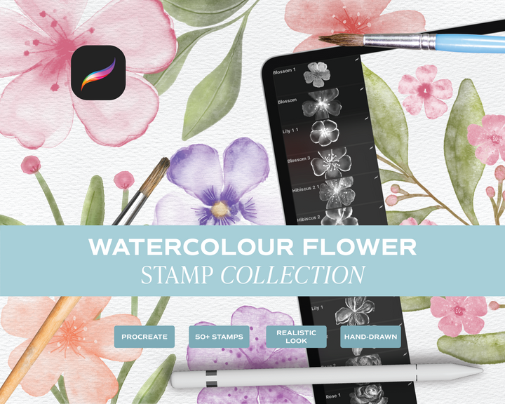 Watercolour Flower Stamp Procreate Brush Set