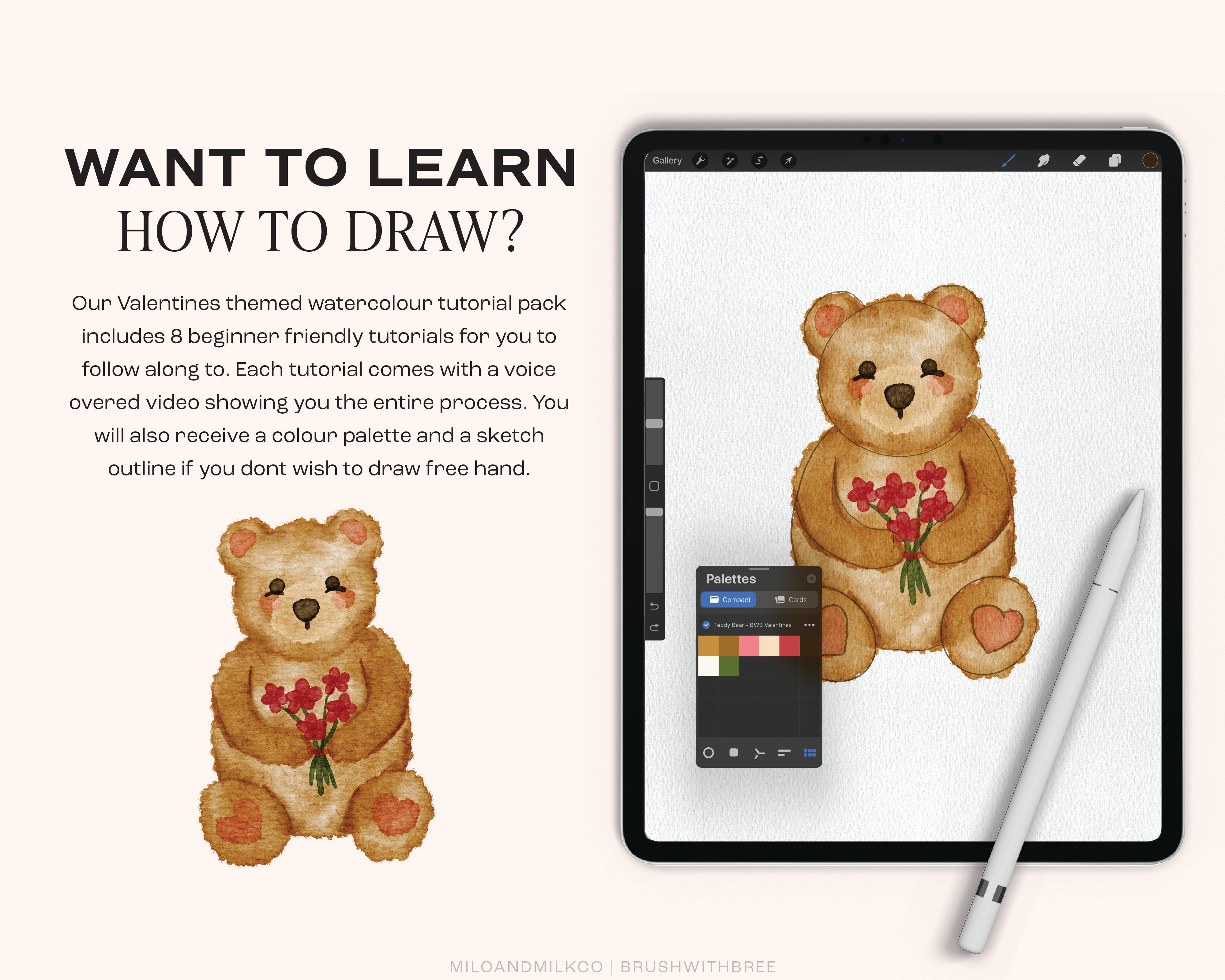 Valentines Watercolour Tutorial Pack