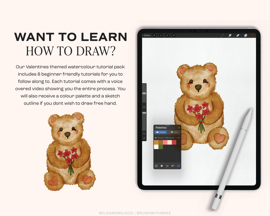 Valentines Watercolour Tutorial Pack