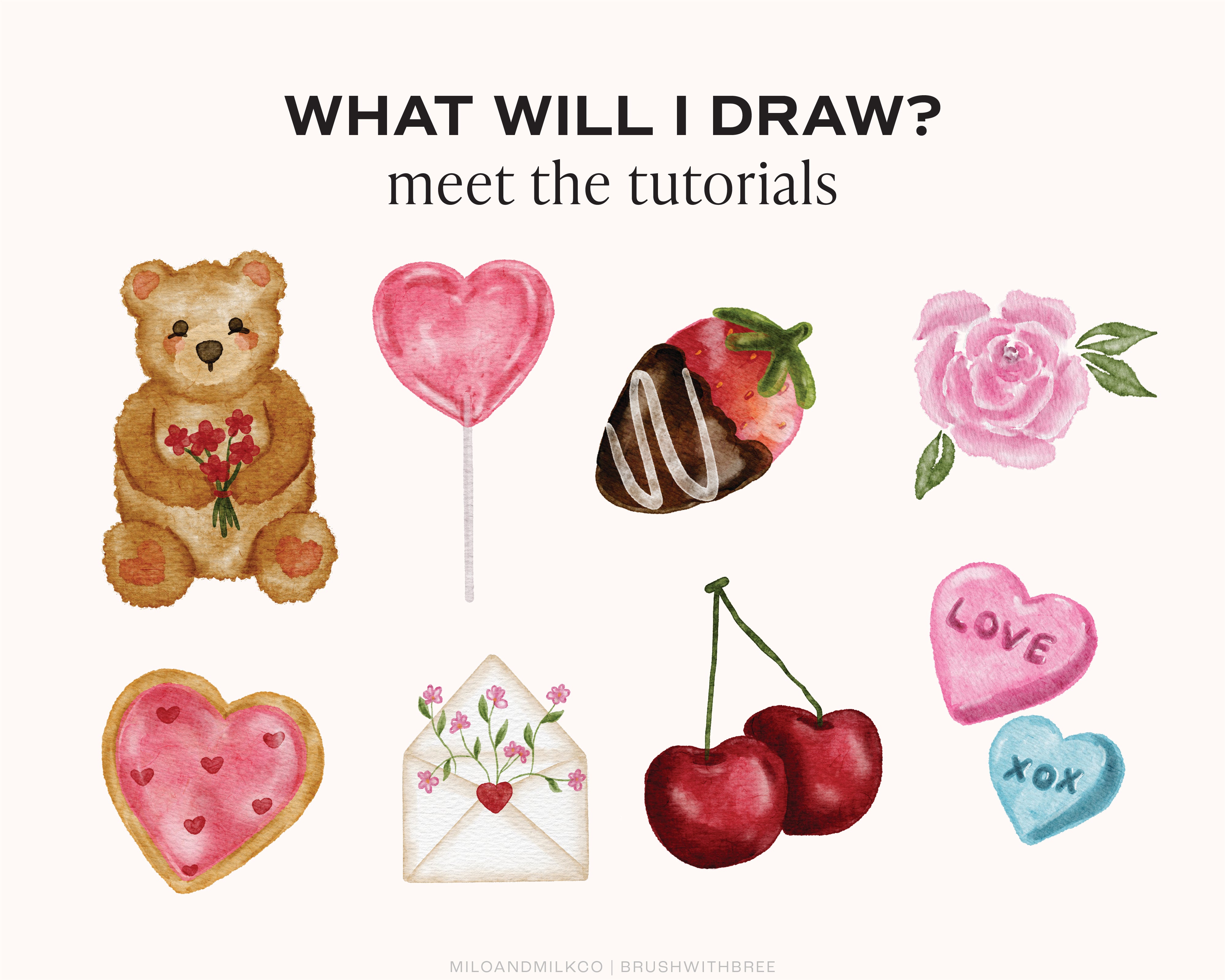 Valentines Watercolour Tutorial Pack