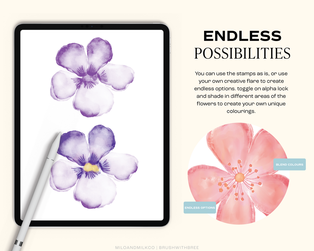 Watercolour Flower Stamp Procreate Brush Set