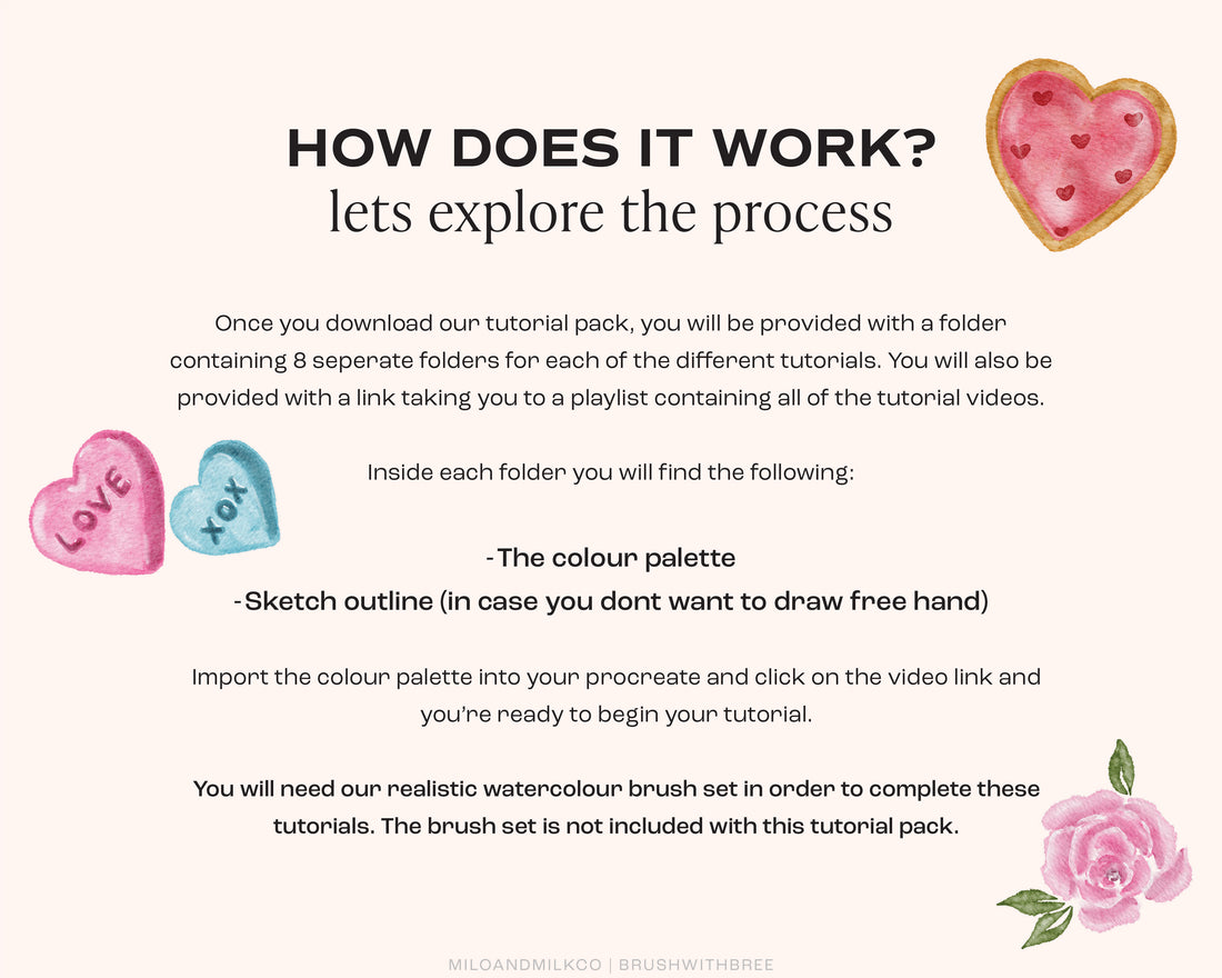 Valentines Watercolour Tutorial Pack