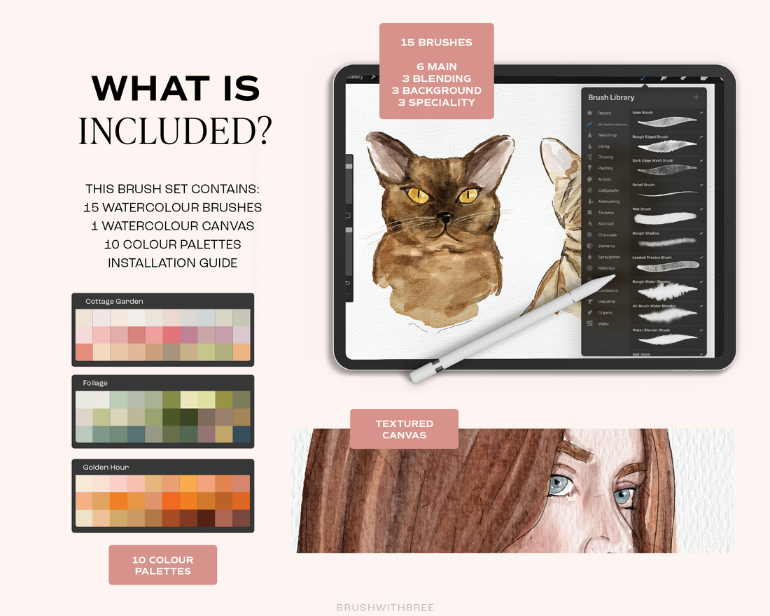 Realistic Watercolour Procreate Brush Set