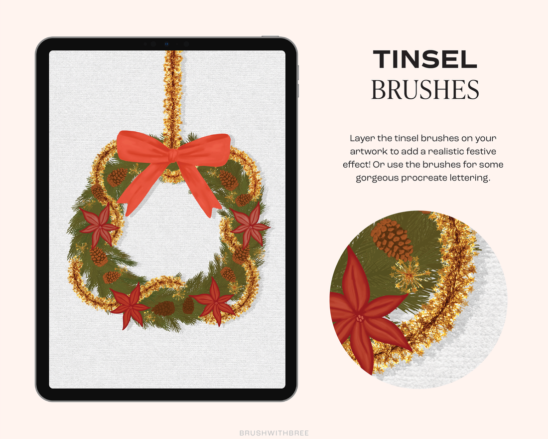 Realistic Tinsel for Procreate Brush Set