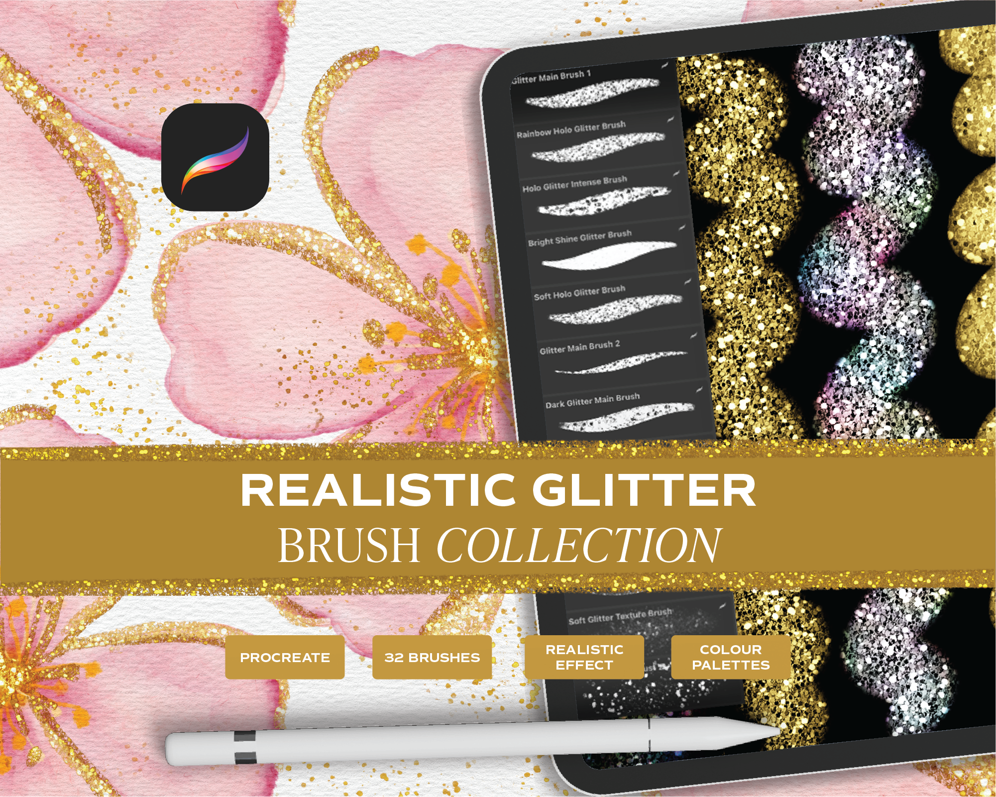 Realistic Digital Glitter Brush Set for Procreate – brushwithbree